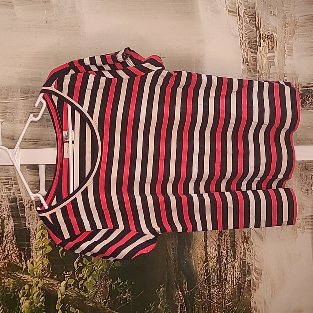 Falls Creek Womens XL short sleeve bold Colors striped casual shirt